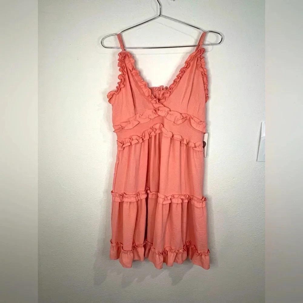 🆕 Iris Coral Ruffled Strapped Dress
